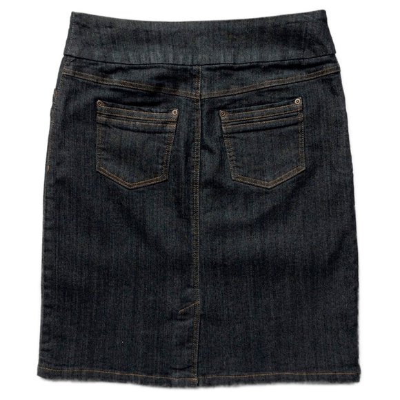 Contrast Dark Stretch Denim Midi Pencil Skirt - Size 9 - Picture 2 of 5
